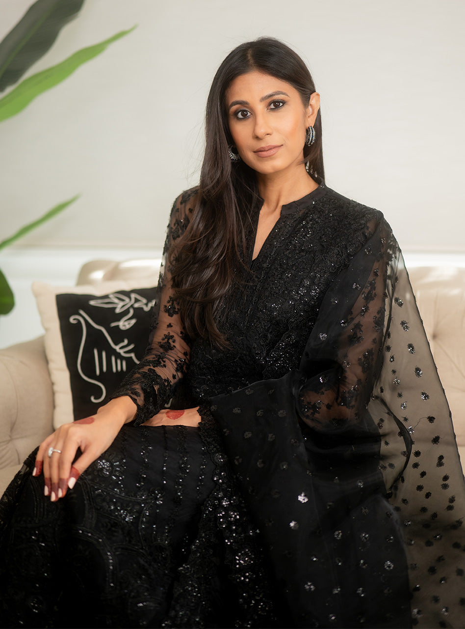 ZAINAB CHOTTANI Jet Black Hand Work (AY0021)